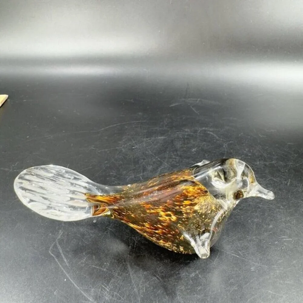 Hand Blown Art Glass Bird‎ Figurine Paperweight Glass Artist Signed JC Vintage